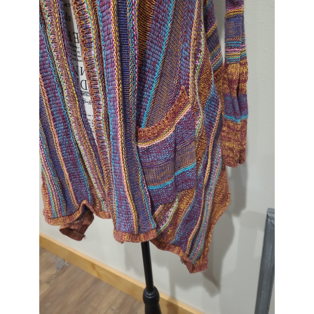 Billabong Listen Up multi color Cotton blend open front cardigan Women SZ XS - Picture 3 of 10